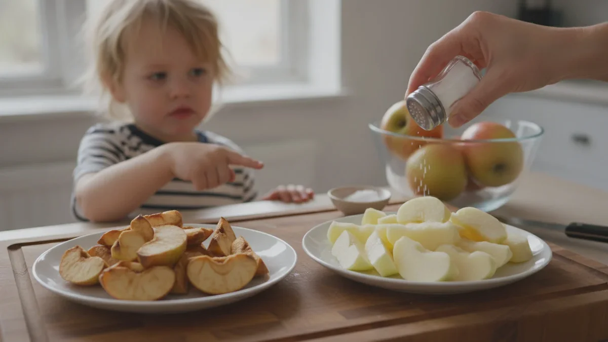 Hvorfor litt salt på et skåret eple hindrer bruning i fire timer